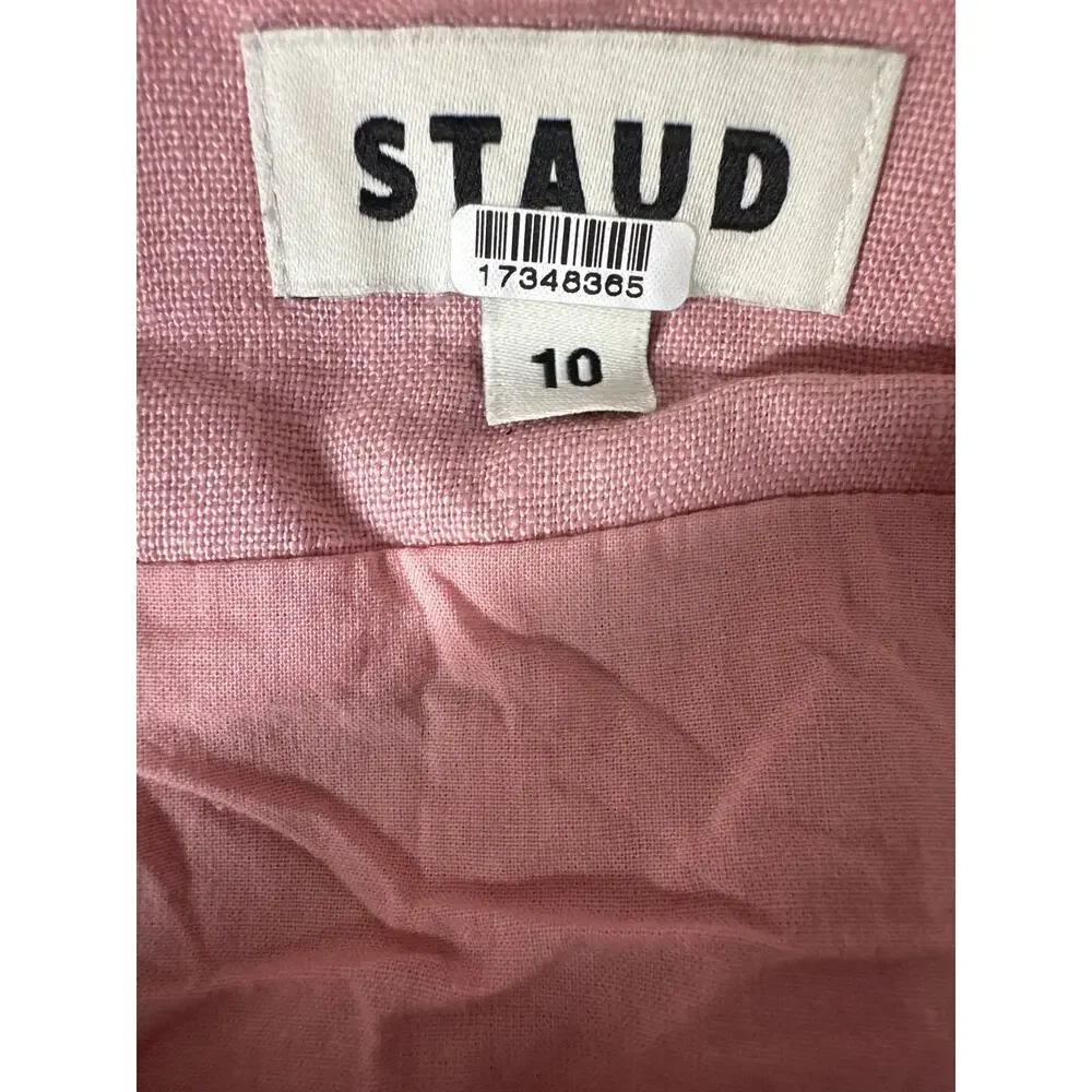 Staud Margaux Skirt Linen Floral Eyelet Embroidered Mini A-Line Pink White 10